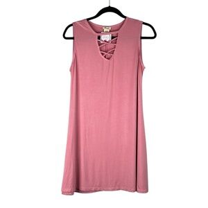 Yelete Pink Sleeveless Summer Spring Vacation Casual Flowy Dress Size Medium New